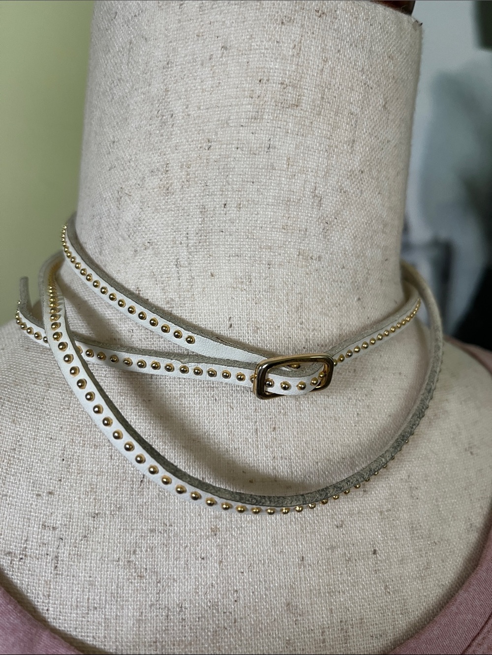 Double Wrap Leather Choker Necklace